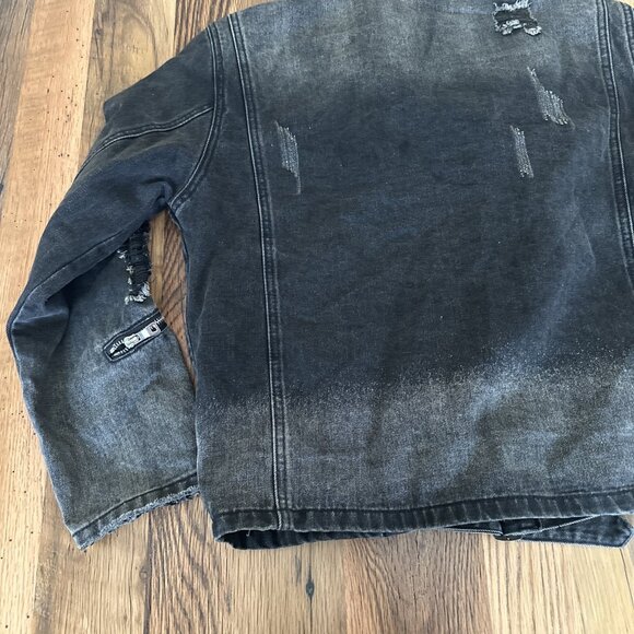 BALMAIN Paris Crach Double Rider Mens Denim Jacket Black/Gray Italy Money - Picture 12 of 16